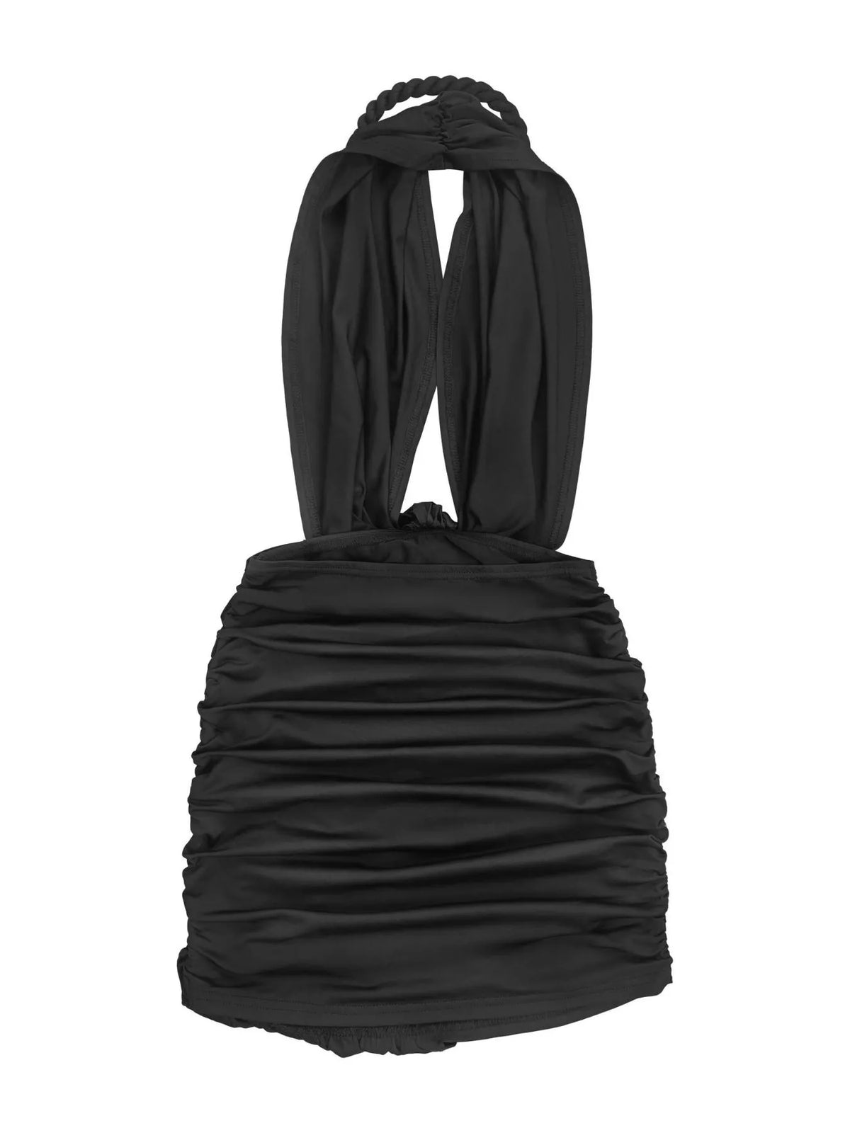 Ruched Halter Neck Bodycon Mini Dress