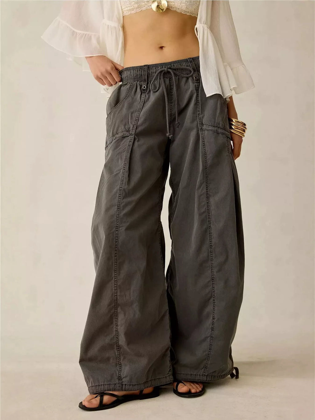 High-Waisted Cargo Wide-Leg Pants - Lilixa.store
