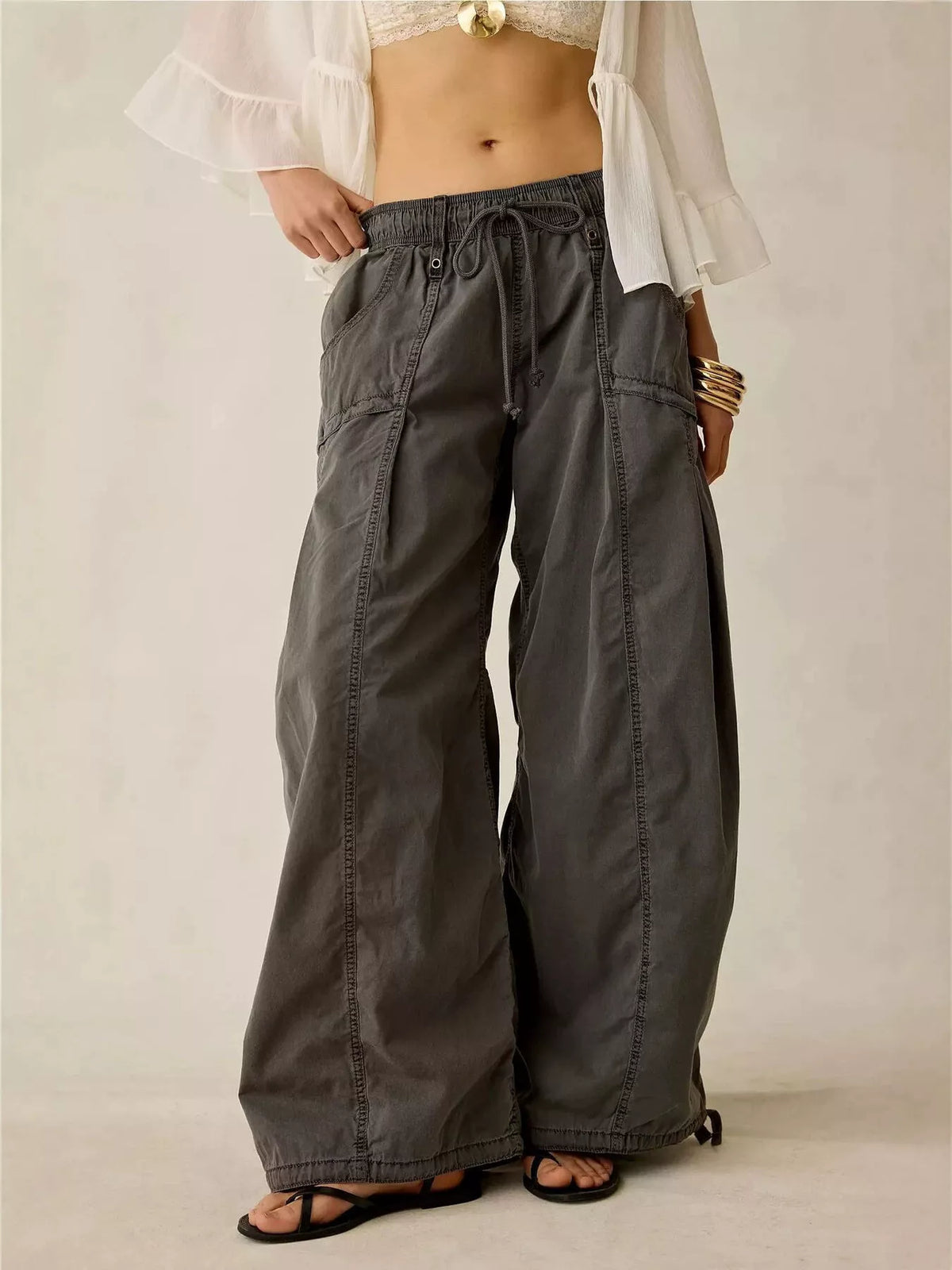 High-Waisted Cargo Wide-Leg Pants - Lilixa.store