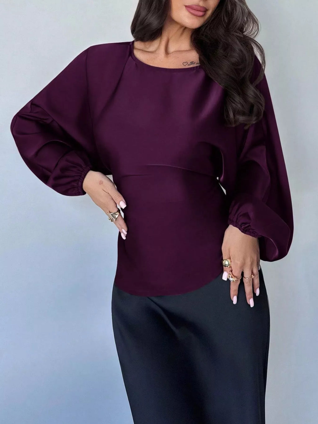 Polka Dot Round Neck Blouse - Lilixa.store