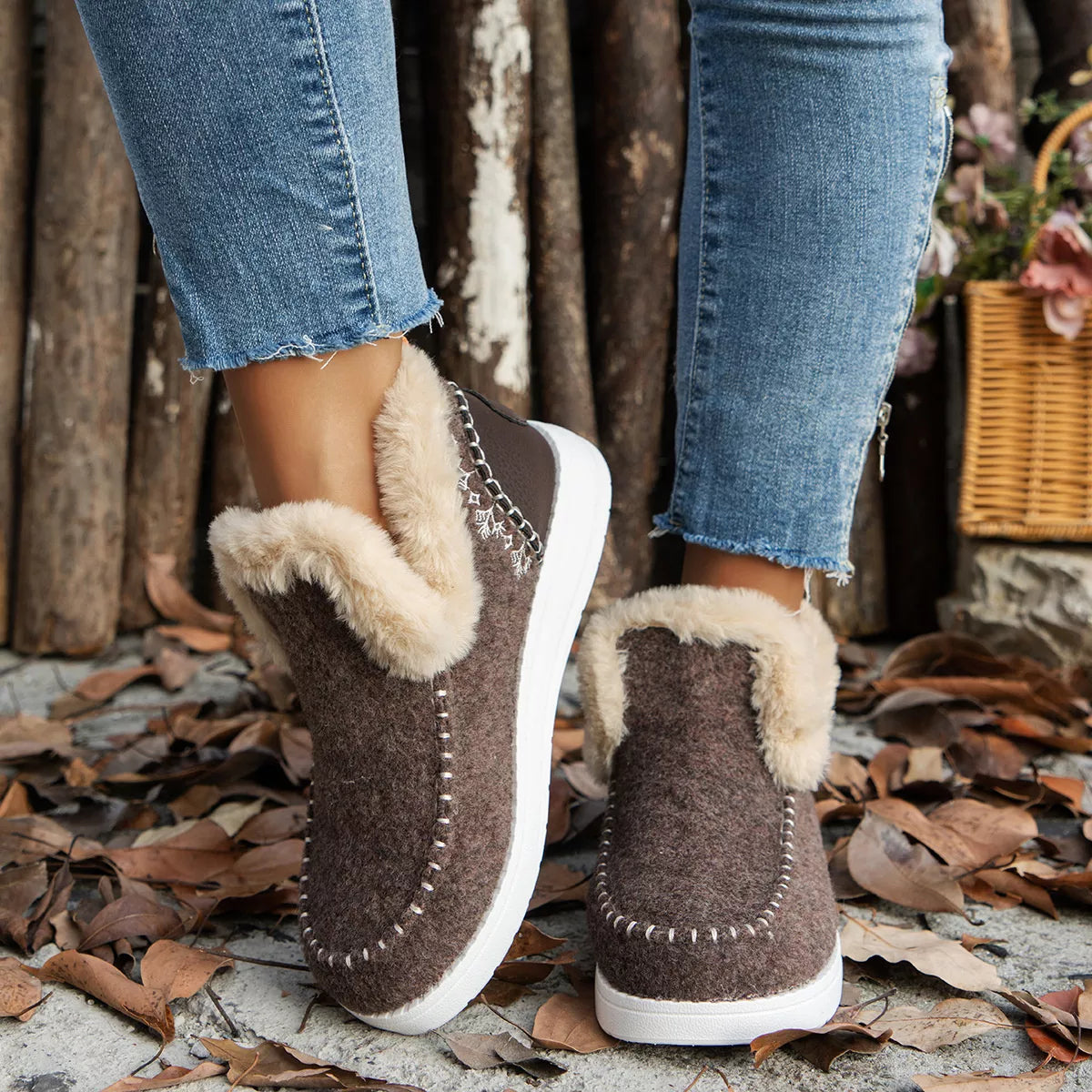 Round Toe Winter Ankle Boots