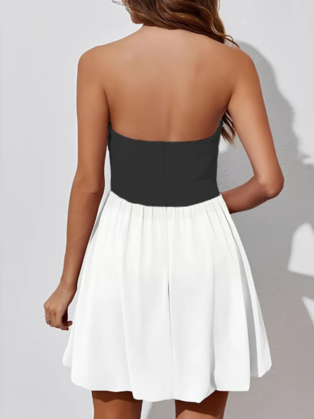 Ruched Two-Tone Tube Mini Dress - Lilixa.store