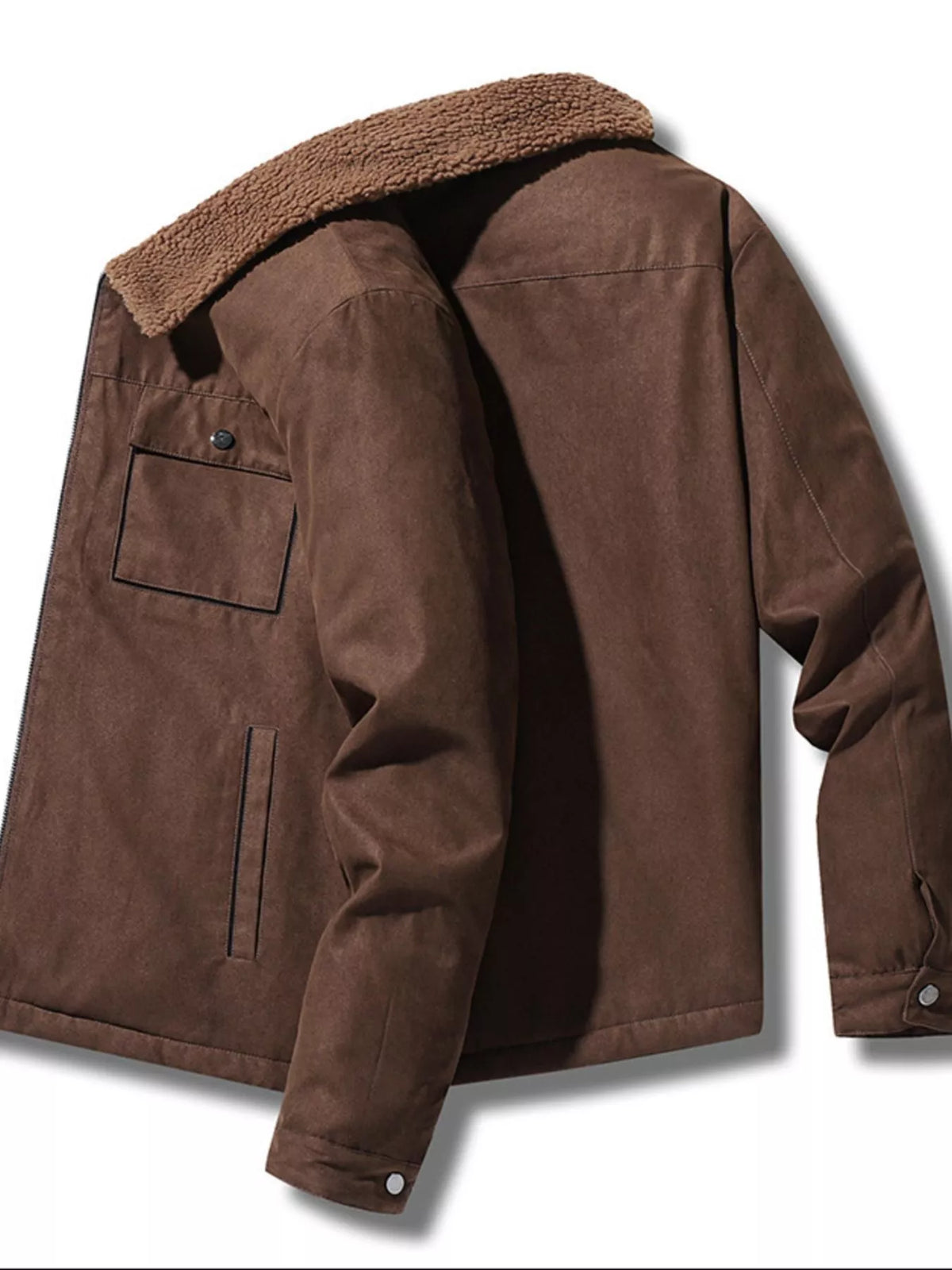 Men's Plus Size Sherpa-Lined Canvas Utility Jacket