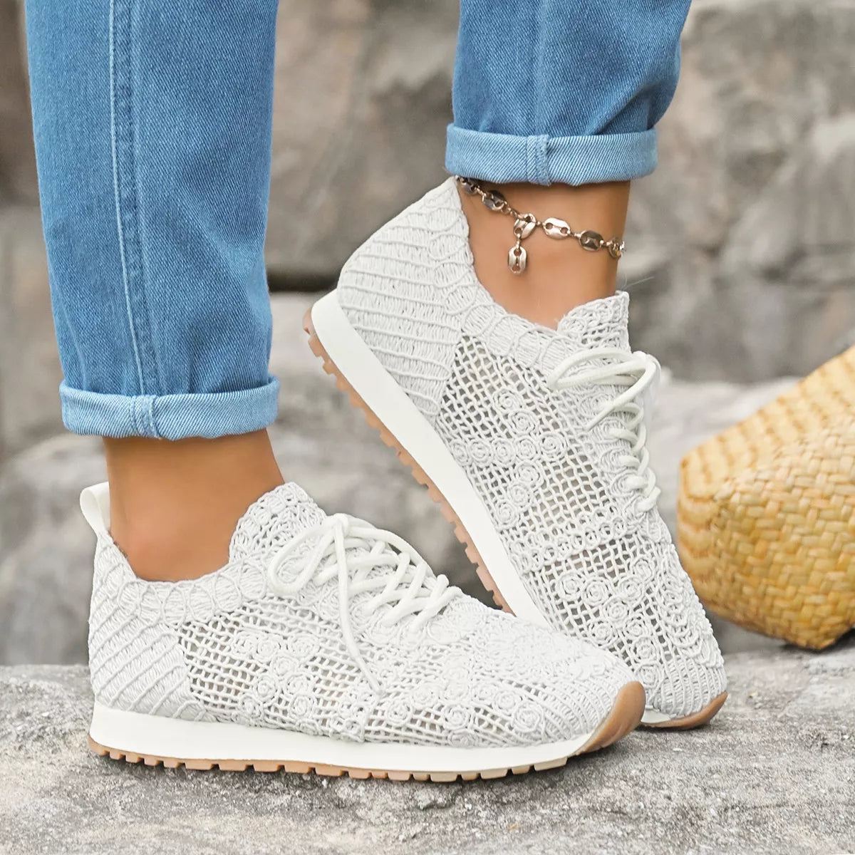 Round Toe Lace Up Sneakers - Lilixa.store