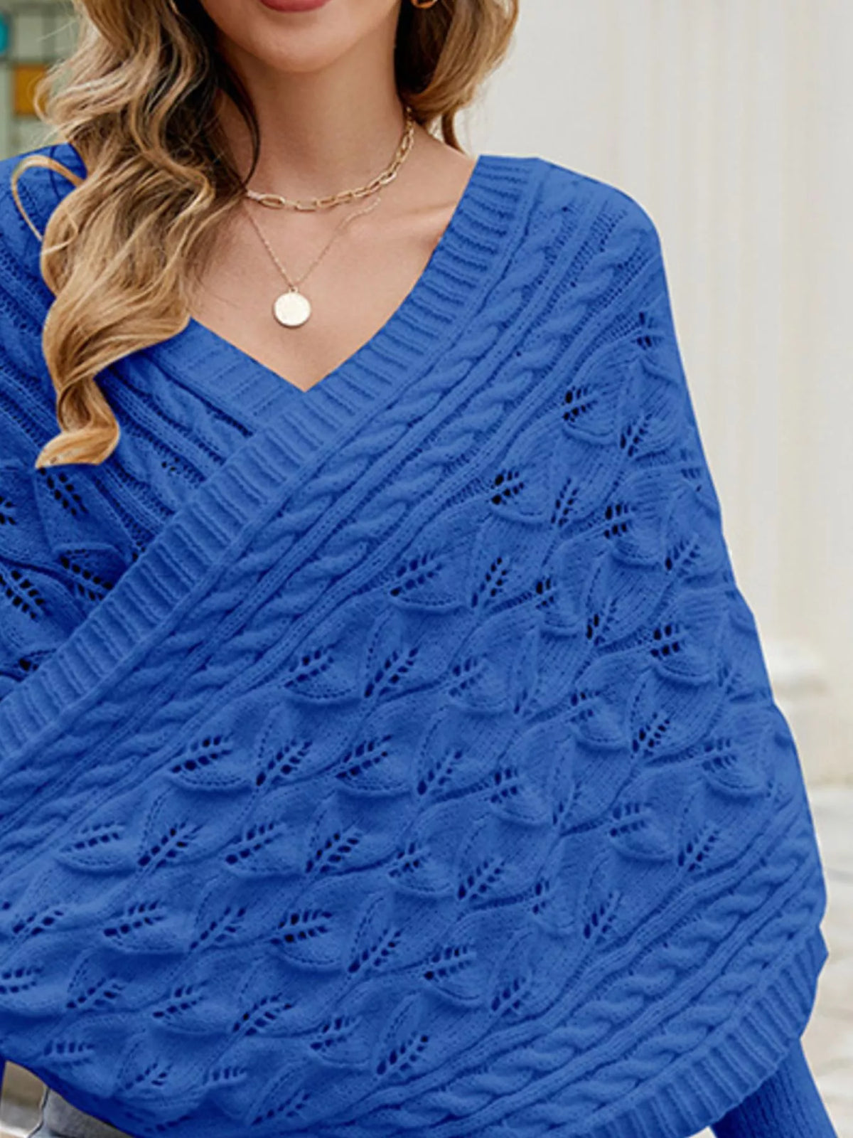 Cable Knit Batwing Sleeve Sweater - Lilixa.store