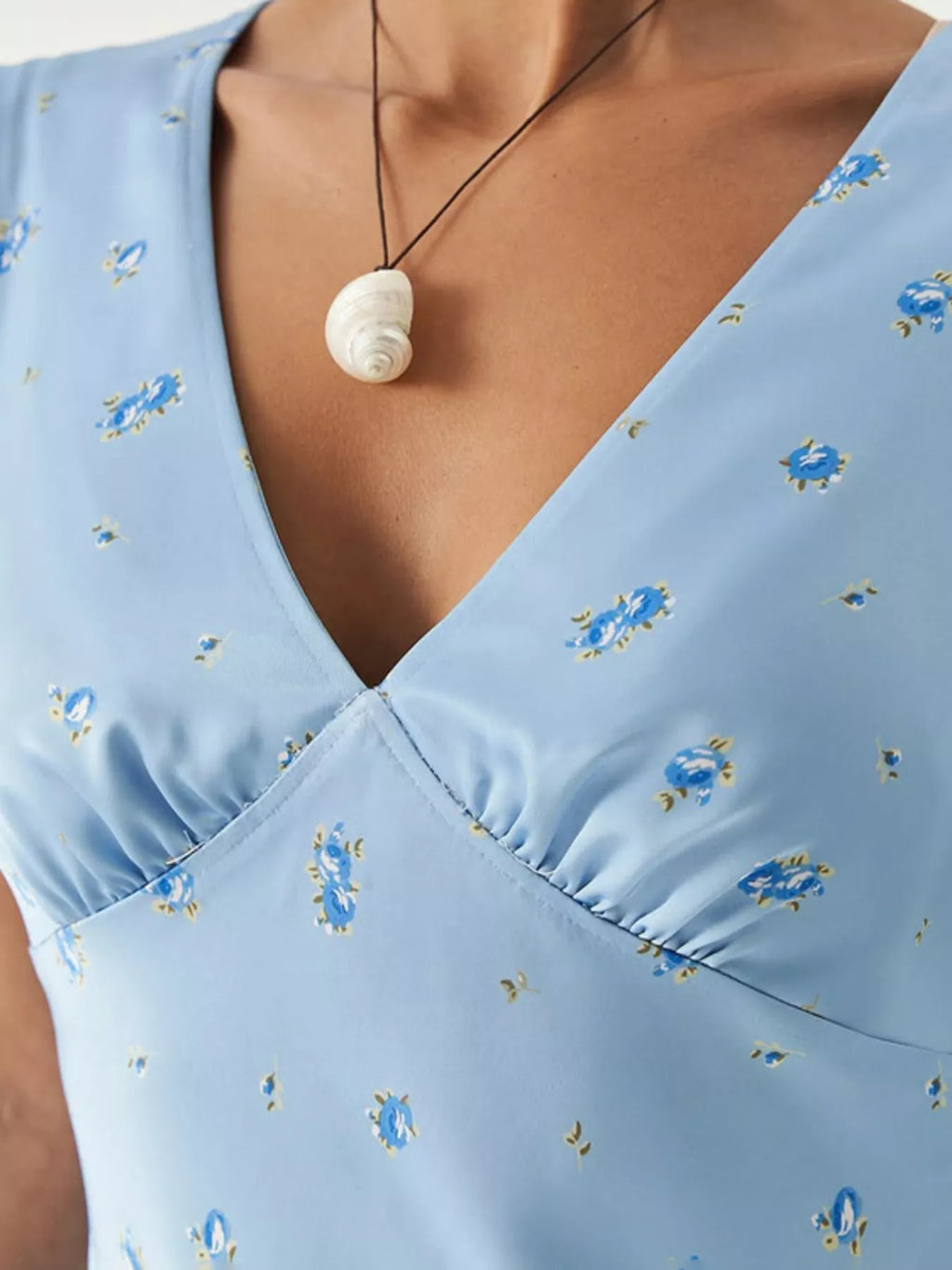 V-Neck Cap Sleeve Maxi Dress in Light Blue, view 3