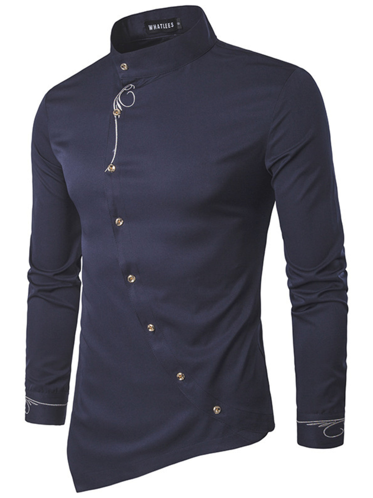 Men's Asymmetric Button-Down Slim Fit Shirt - Lilixa.store