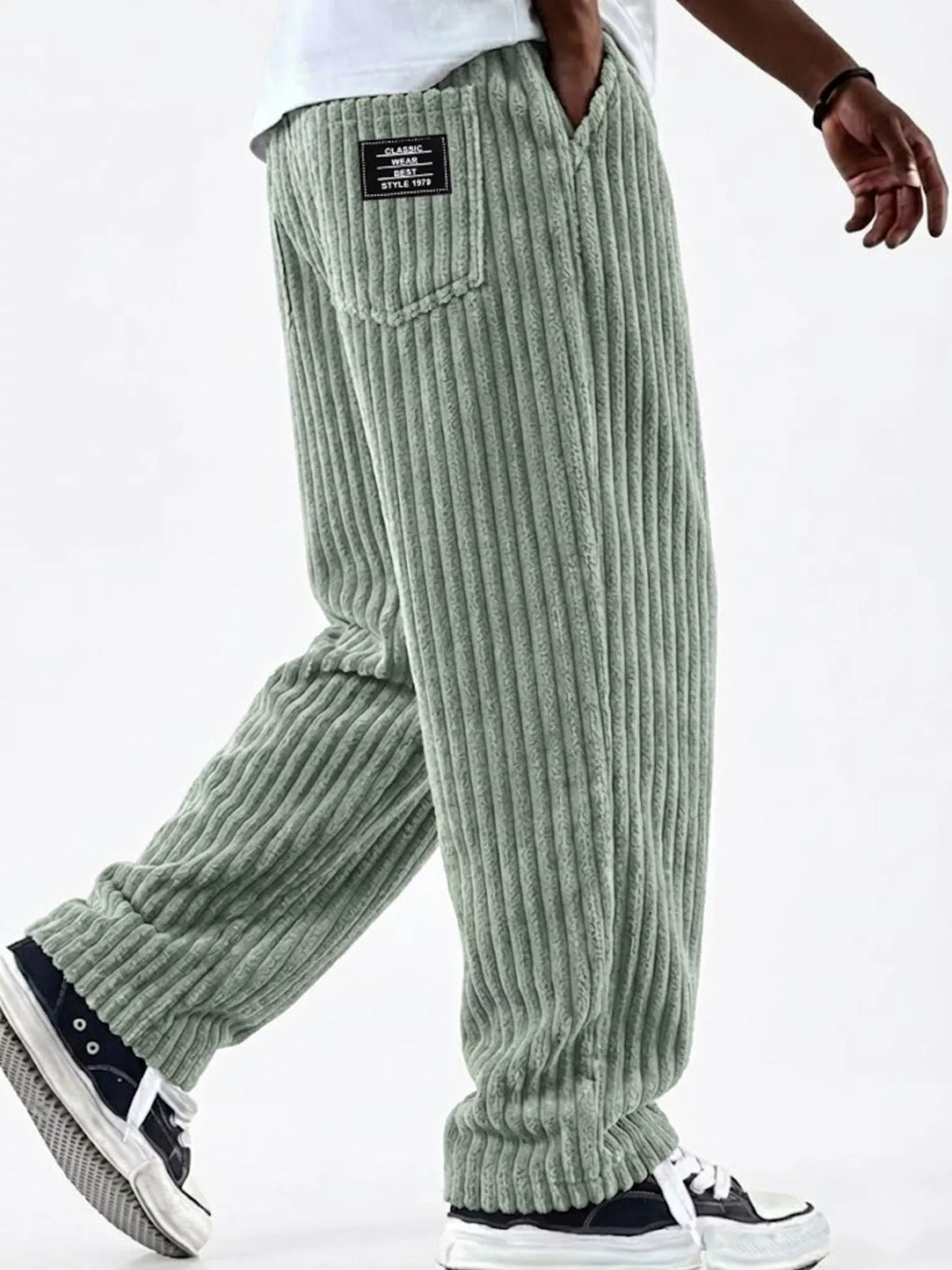 Men's Full Size Casual Corduroy Wide-Leg Pants Plus Size