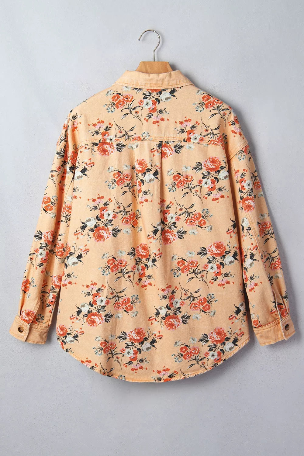 Floral Print Long Sleeve Denim Jacket - Lilixa.store
