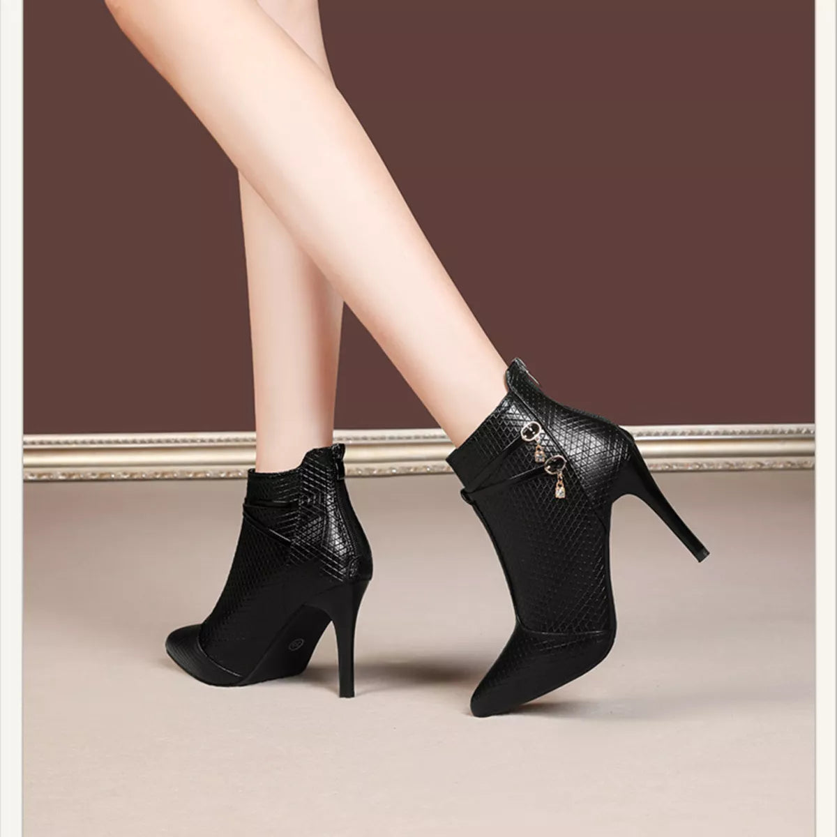 Pointed-Toe Stiletto Ankle Boots, view 3