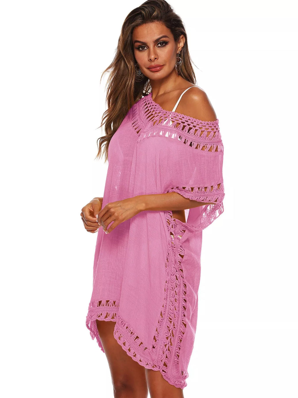 Crochet Trim V-Neck Cover-Up Dress - Lilixa.store