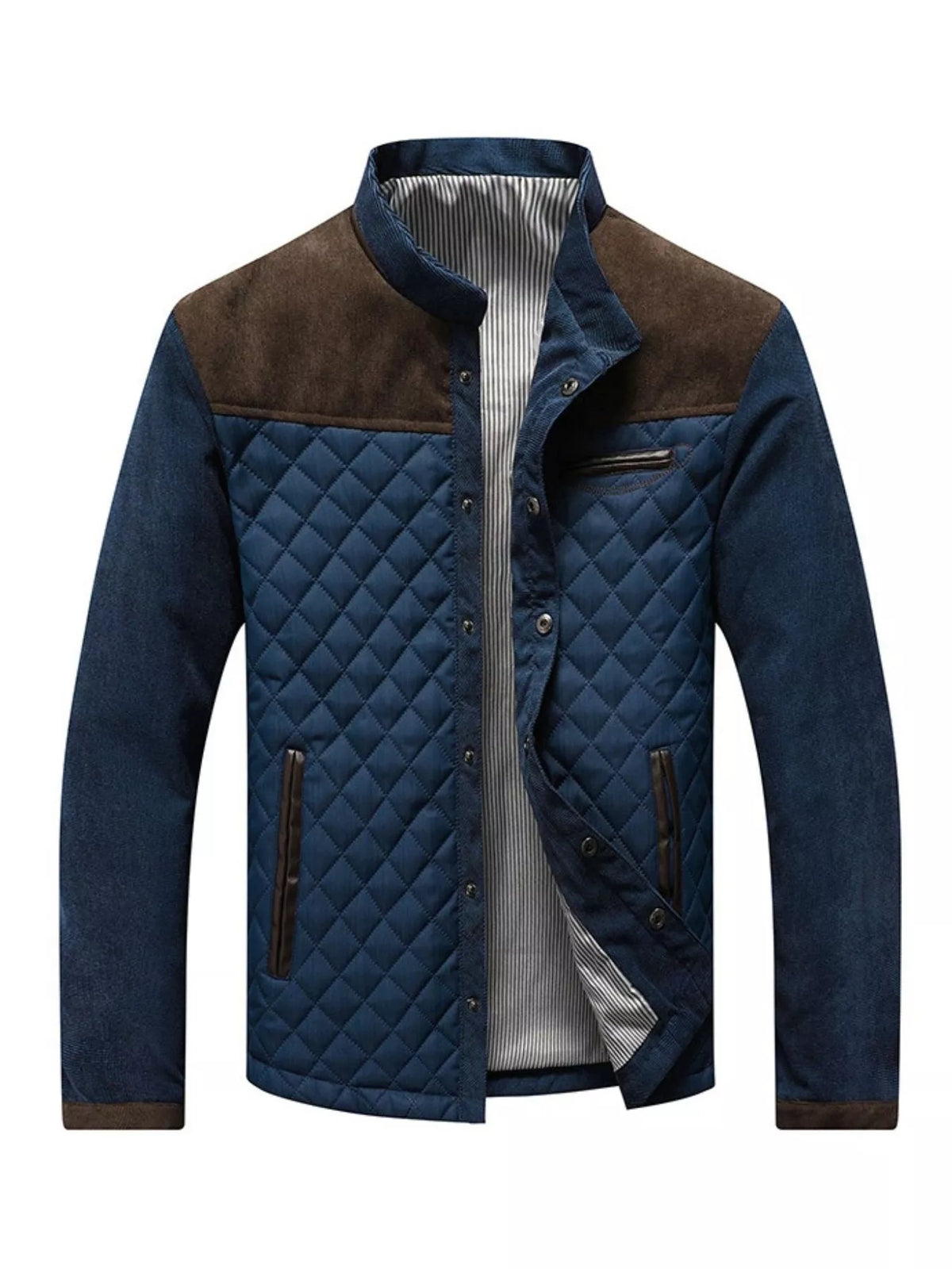 Men's Full Size Quilted Snap Down Jacket Plus Size - Lilixa.store
