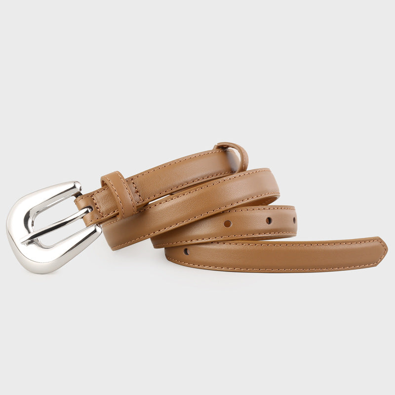 Leather Belt with Silver Buckle - Lilixa.store
