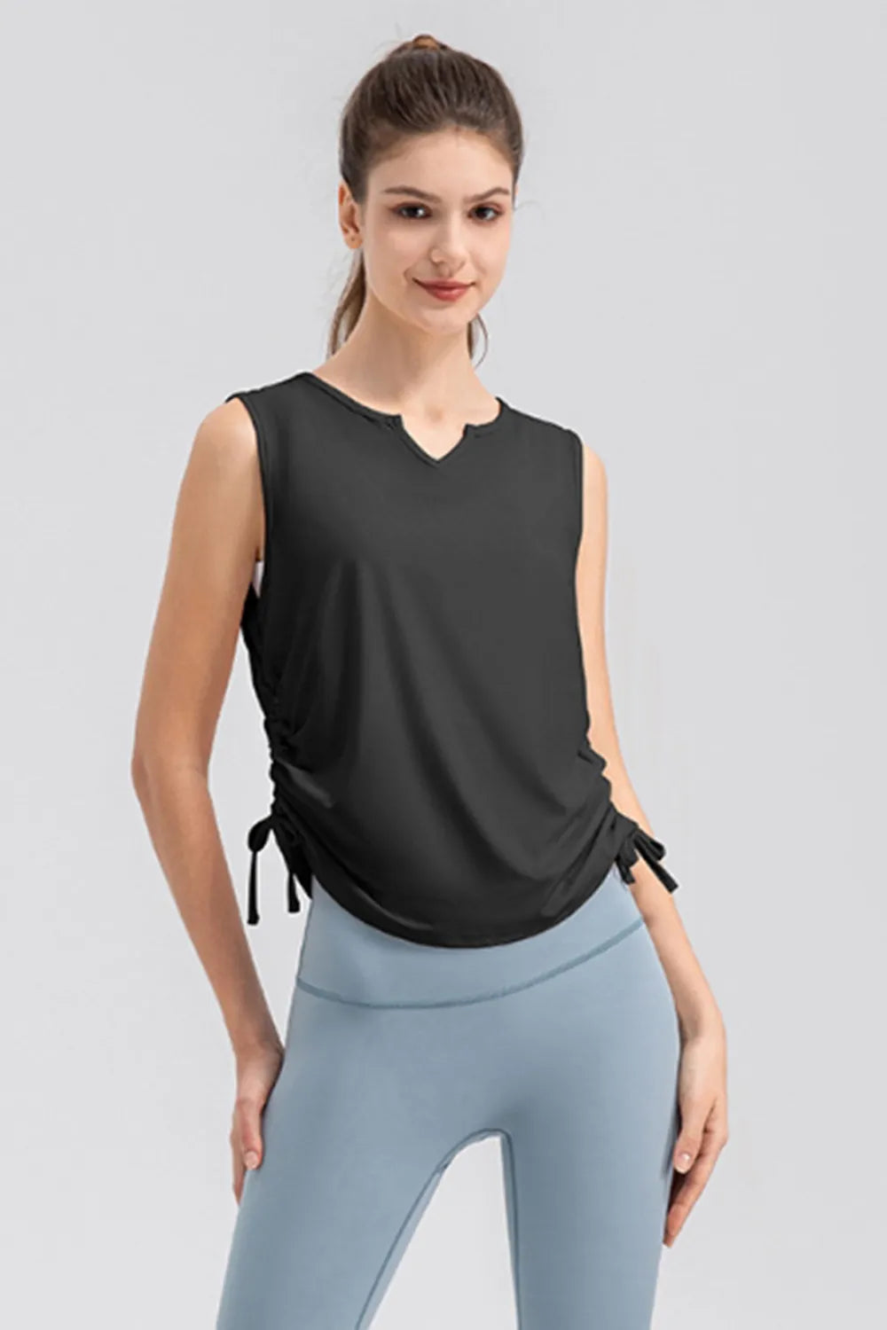 Notched Wide Strap Active Tank - Lilixa.store