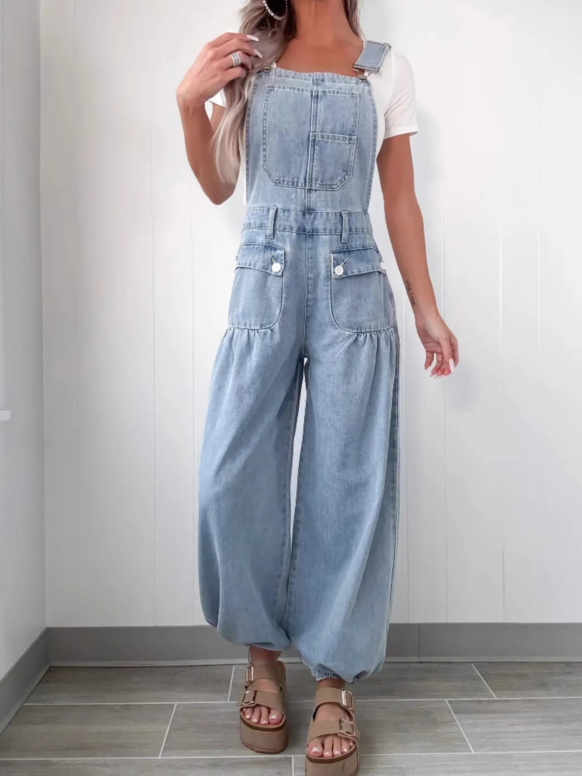 Wide Leg Denim Overalls - Lilixa.store