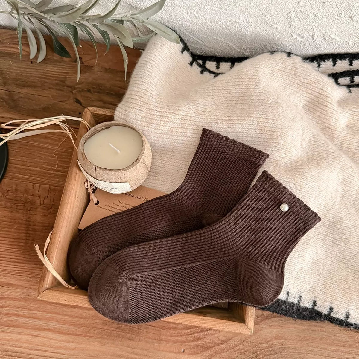 Vintage Ribbed Crew Socks, view 2