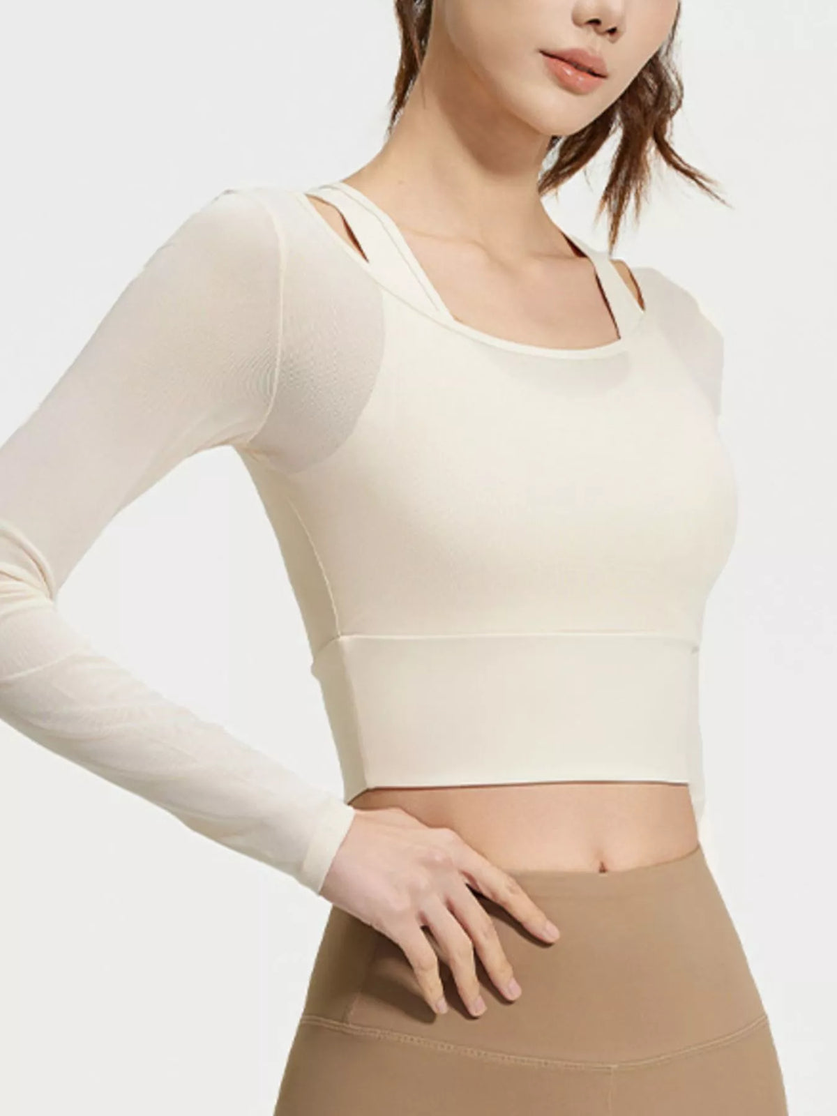 Long Sleeve Active T-Shirt with Built-in Bra