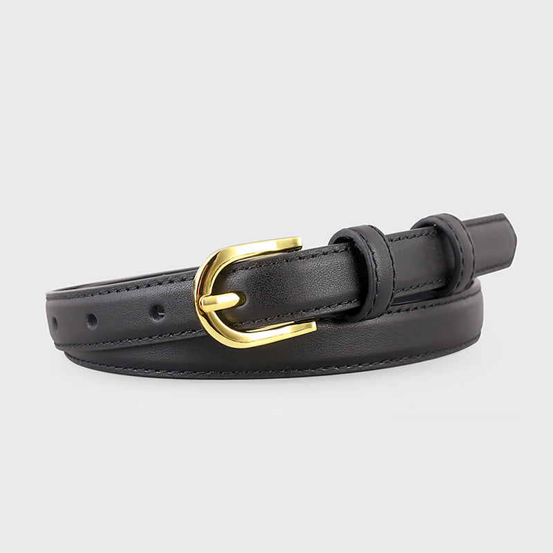Leather Belt with Golden Buckle - Lilixa.store