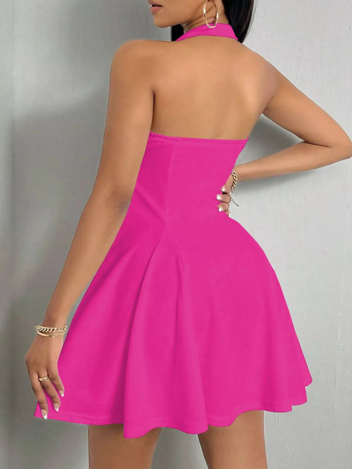 Halter Neck Sleeveless A-Line Mini Dress, view 5