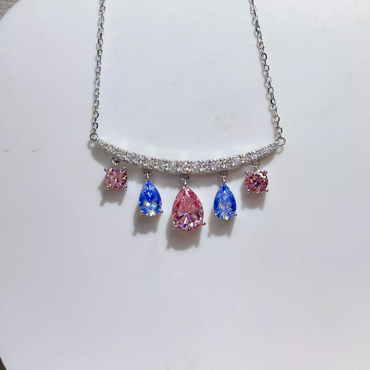6 Carat 925 Sterling Silver Moissanite Teardrop Necklace