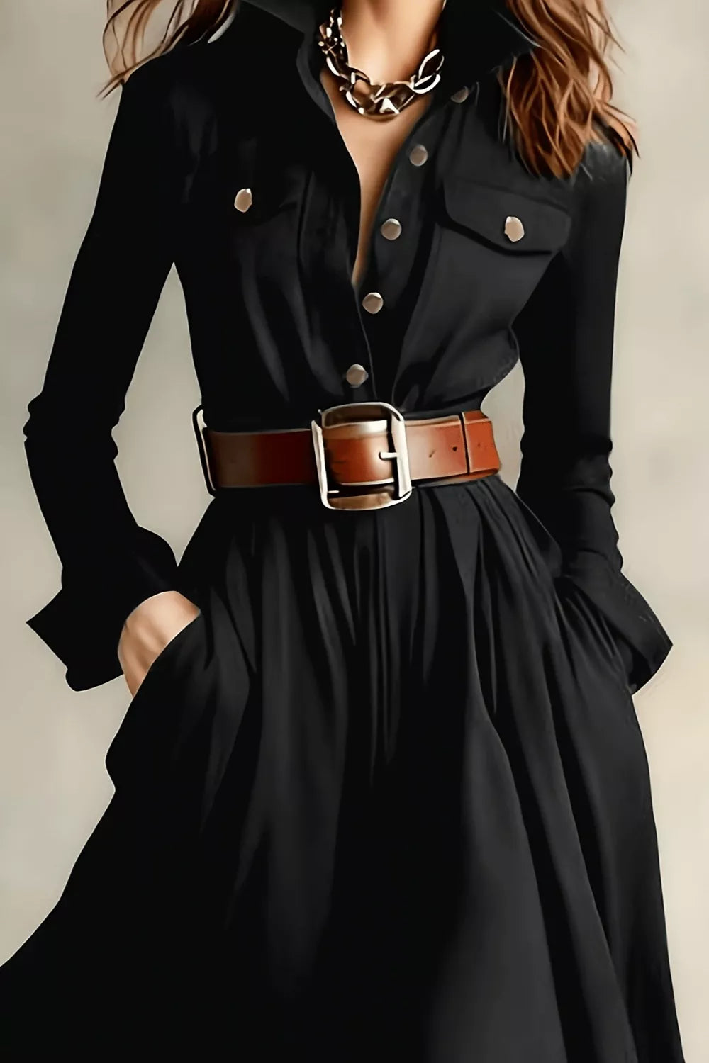 Slit Long Sleeve Maxi Shirt Dress - Lilixa.store