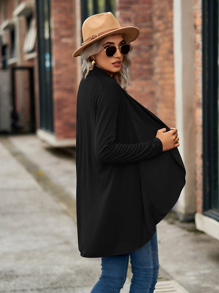 Open Front Long Sleeve Cardigan - Lilixa.store