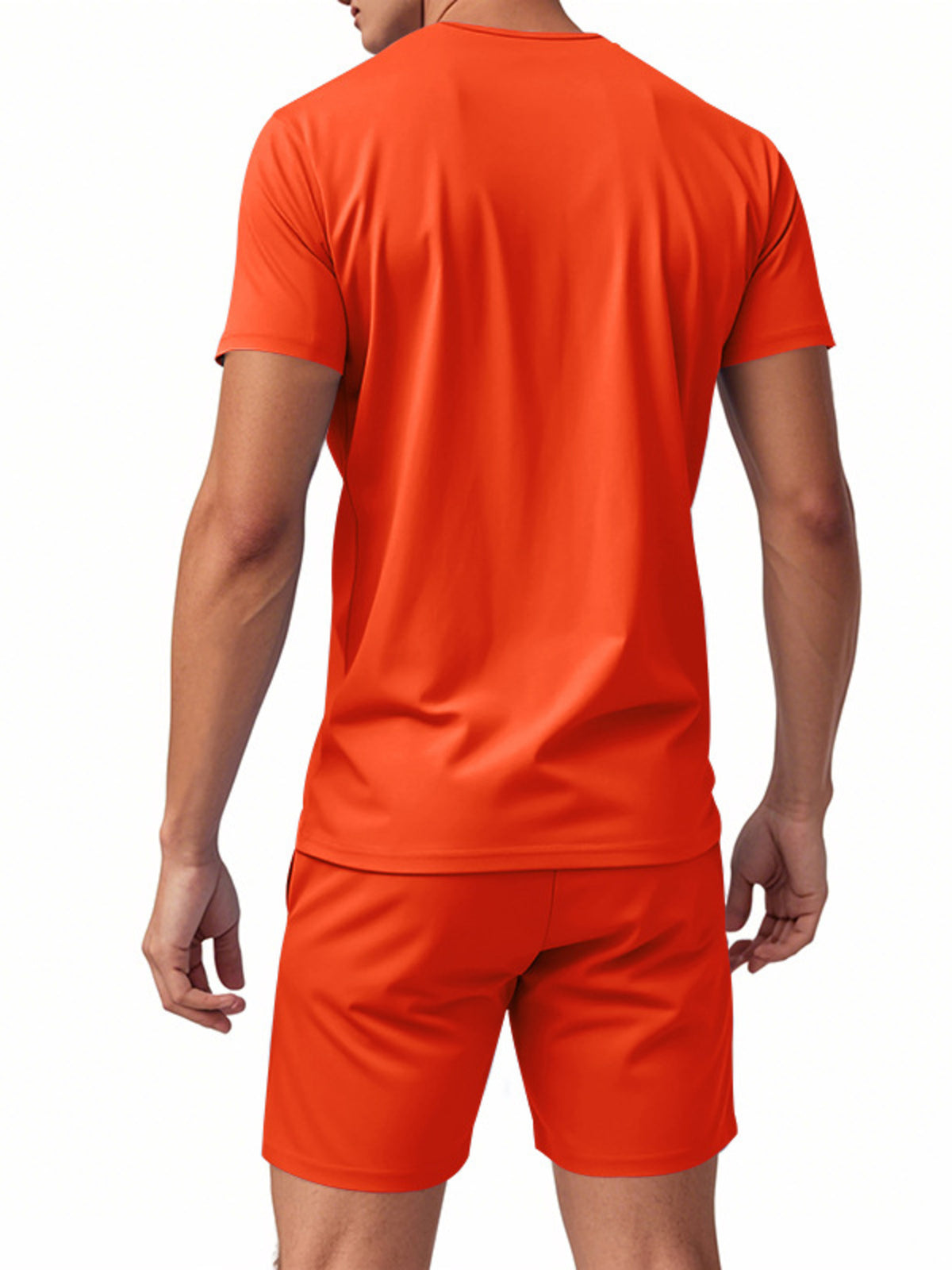 Men's Full Size V-Neck Short Sleeve T-Shirt and Shorts Set Plus Size - Lilixa.store