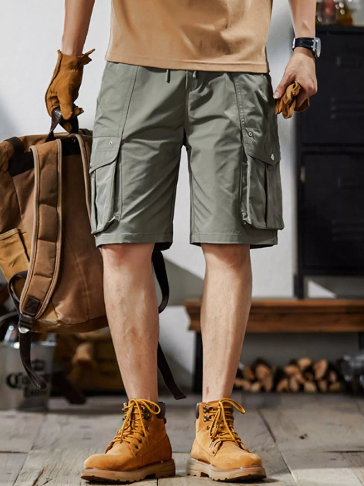 Men's Plus Size Loose Fit Cargo Shorts, view 3
