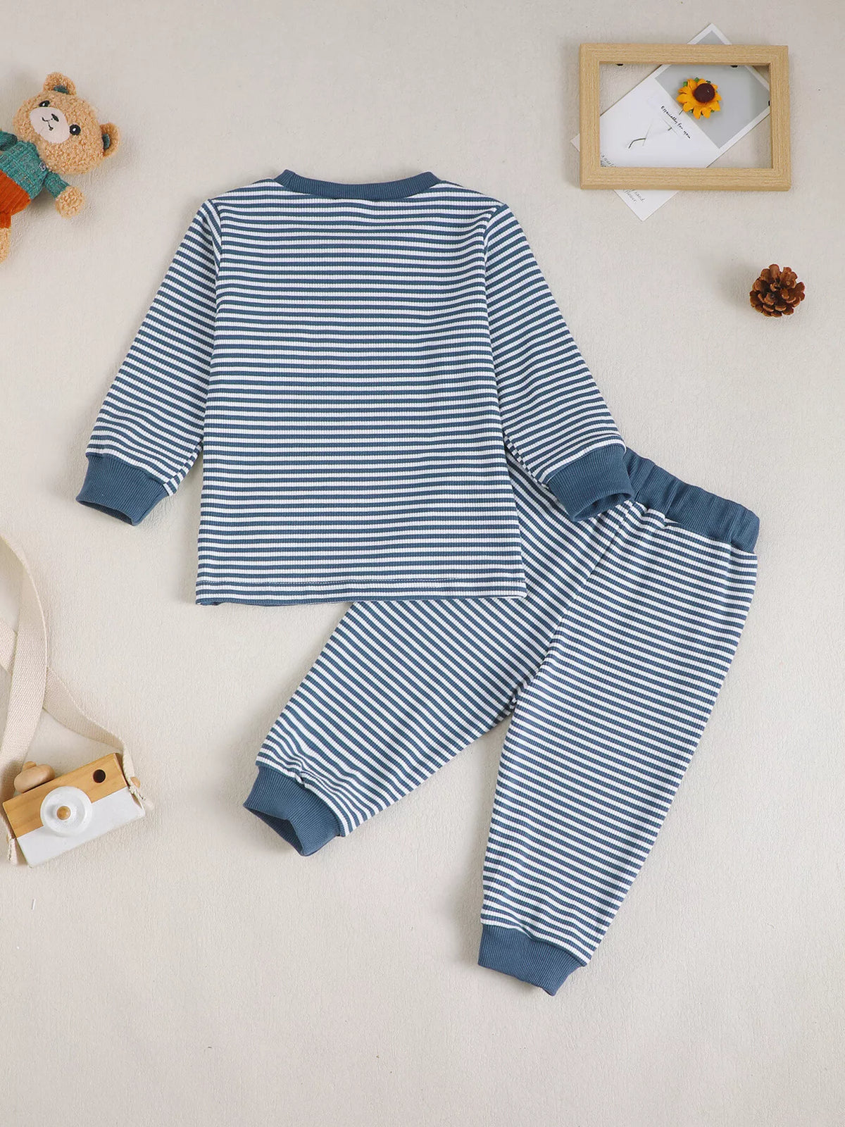 Children's Bear Striped Top and Pants Set - Lilixa.store