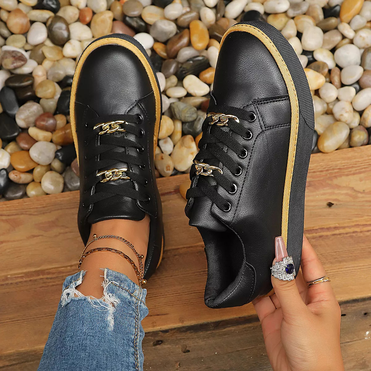 Round Toe Platform Sneakers - Lilixa.store