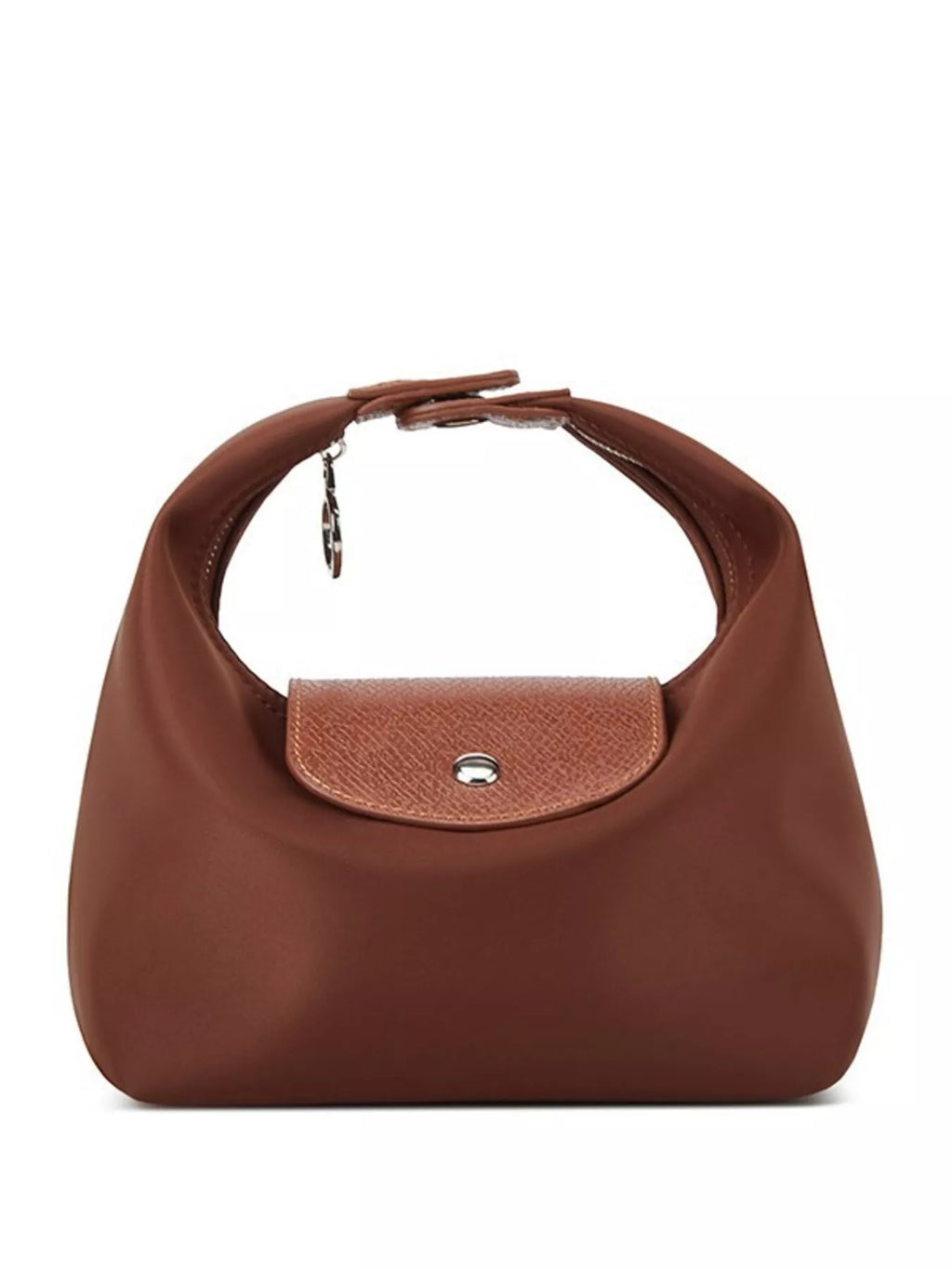 Minimalist Leather-Trimmed Shoulder Bag in Dark Brown, view 11