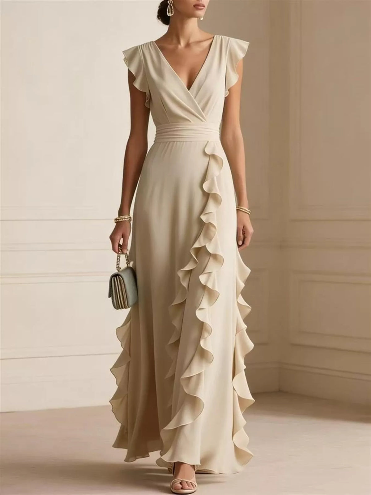 Ruffled Surplice Maxi Dress