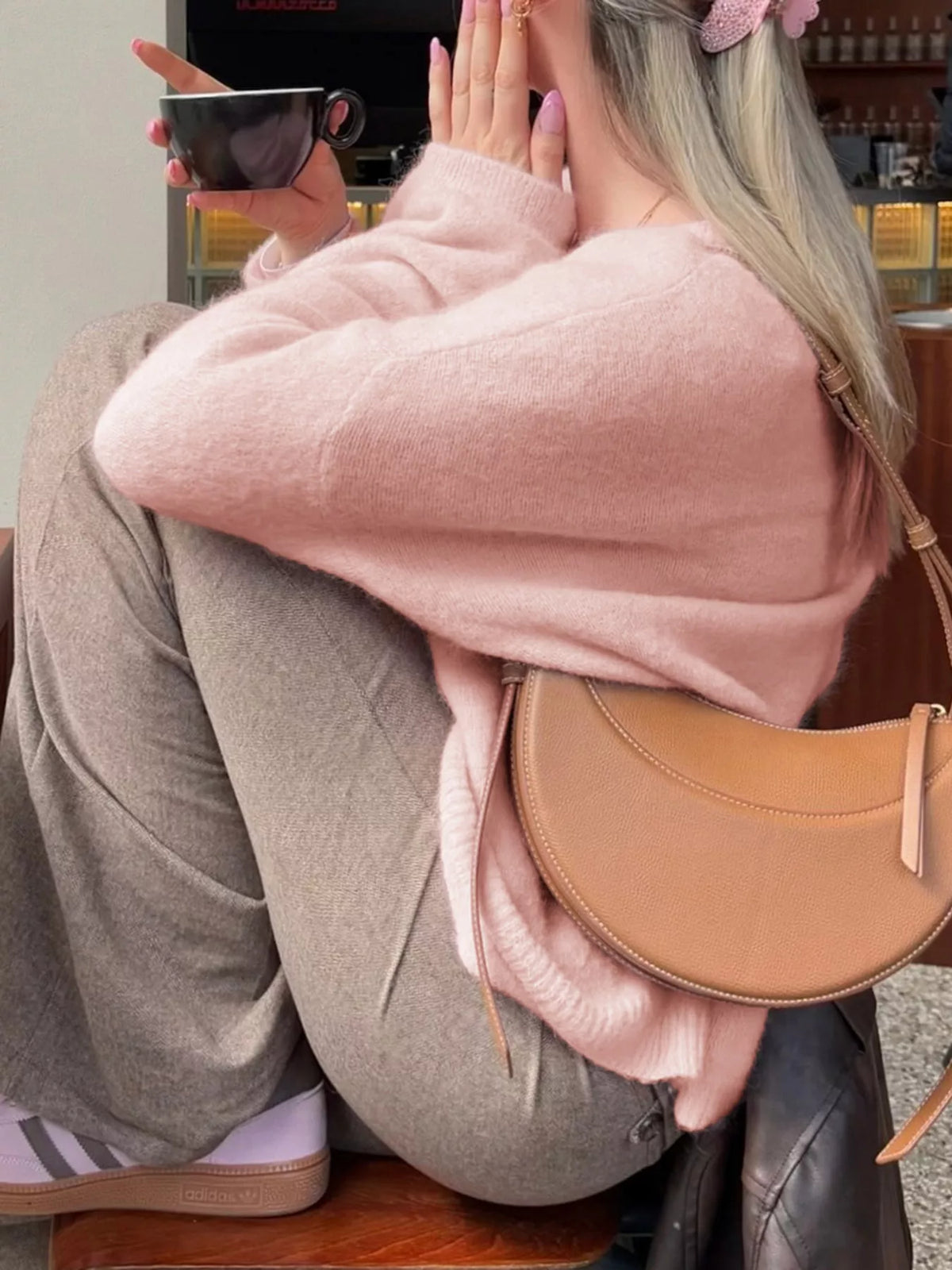 Ribbed Round Neck Dropped Shoulder Sweater - Lilixa.store