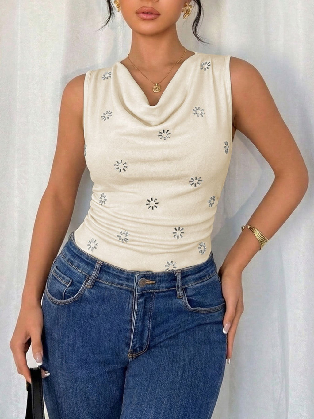 Cowl Neck Sleeveless Bodysuit - Lilixa.store