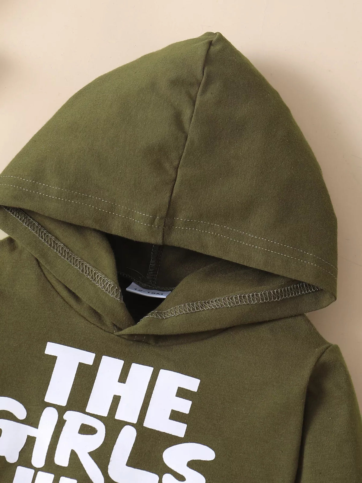 Children's Graphic Hoodie and Distressed Jeans Set in Green, view 3