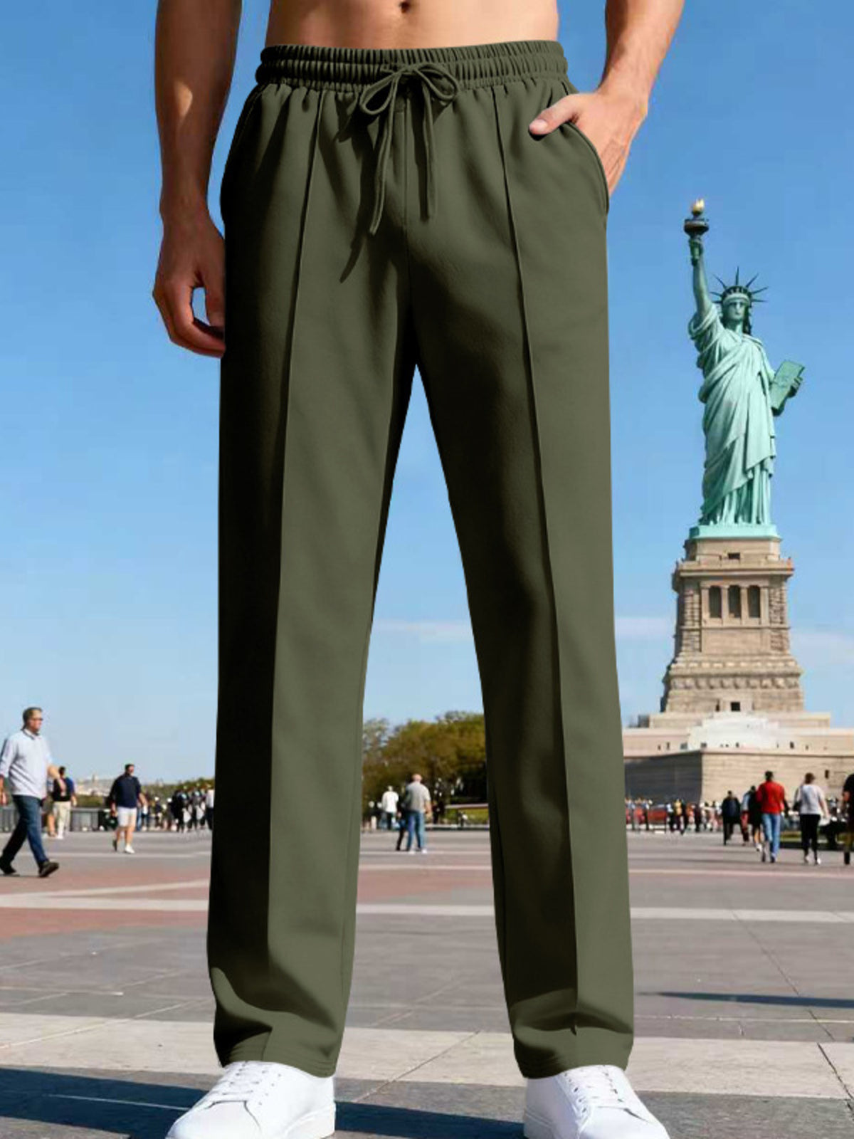 Men's Full Size Drawstring Straight Leg Pants Plus Size