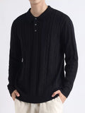 Men's Plus Size Cable-Knit Polo Collar Sweater - Lilixa.store