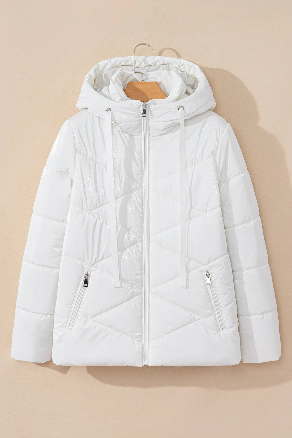 Drawstring Zip Up Long Sleeve Hooded Winter Coat - Lilixa.store