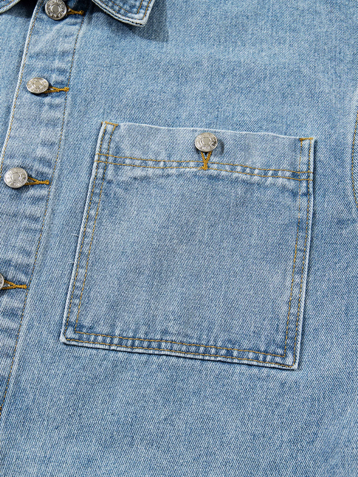 Patched Pockets Side Tie Denim Jacket, view 13