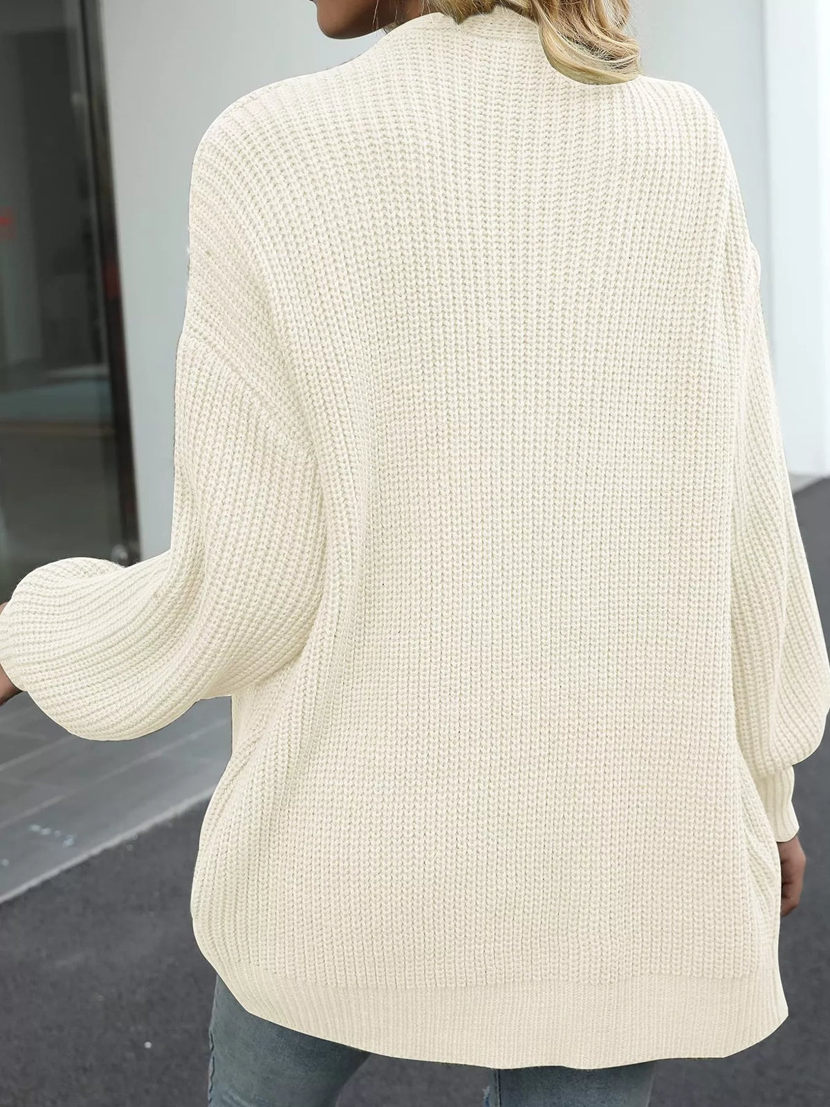 Open-Front Chunky Knit Cardigan - Lilixa.store