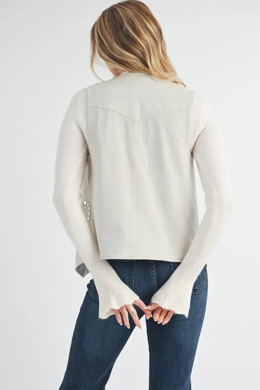 Aemi + Co Heart Rivet Detail Suede Vest Coat - Lilixa.store