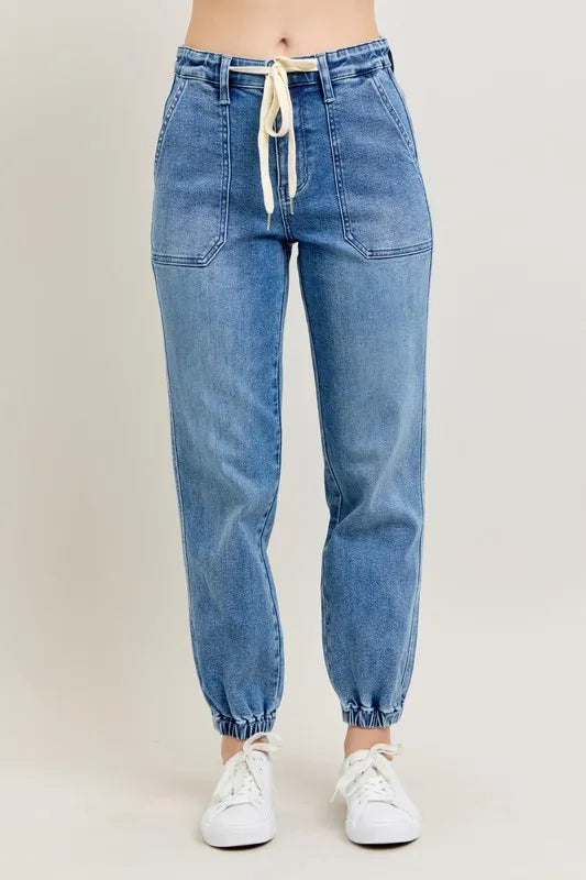 Judy Blue Full Size High Waist Denim Jogger Plus Size - Lilixa.store