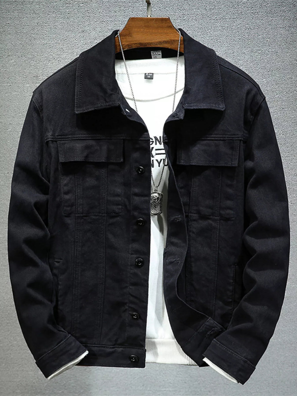 Men's Plus Size Button Up Denim Jacket with Chest Pockets - Lilixa.store