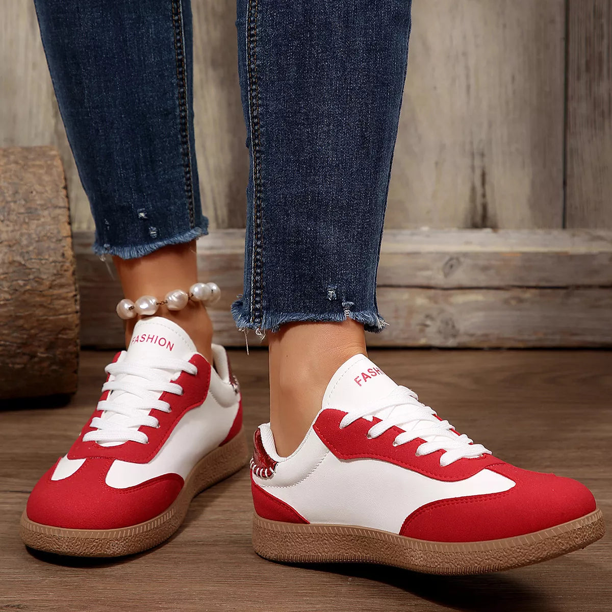 Lace-Up Flats Sneakers - Lilixa.store