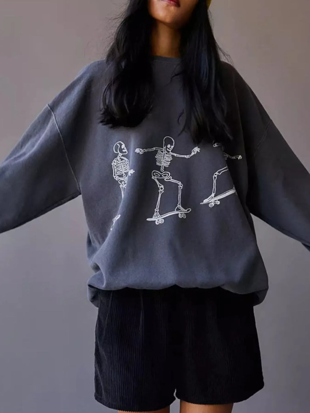 Skeleton Graphic Oversized Sweatshirt - Lilixa.store