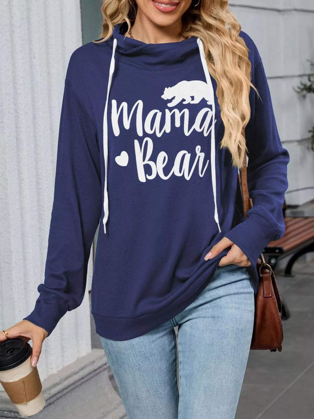 Contrast Letter Graphic Drawstring Long Sleeve Hoodie - Lilixa.store