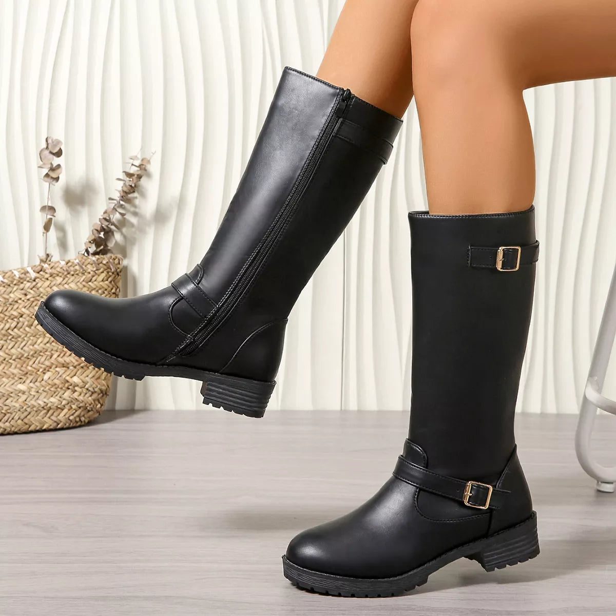 Round Toe Block Heels Boots - Lilixa.store