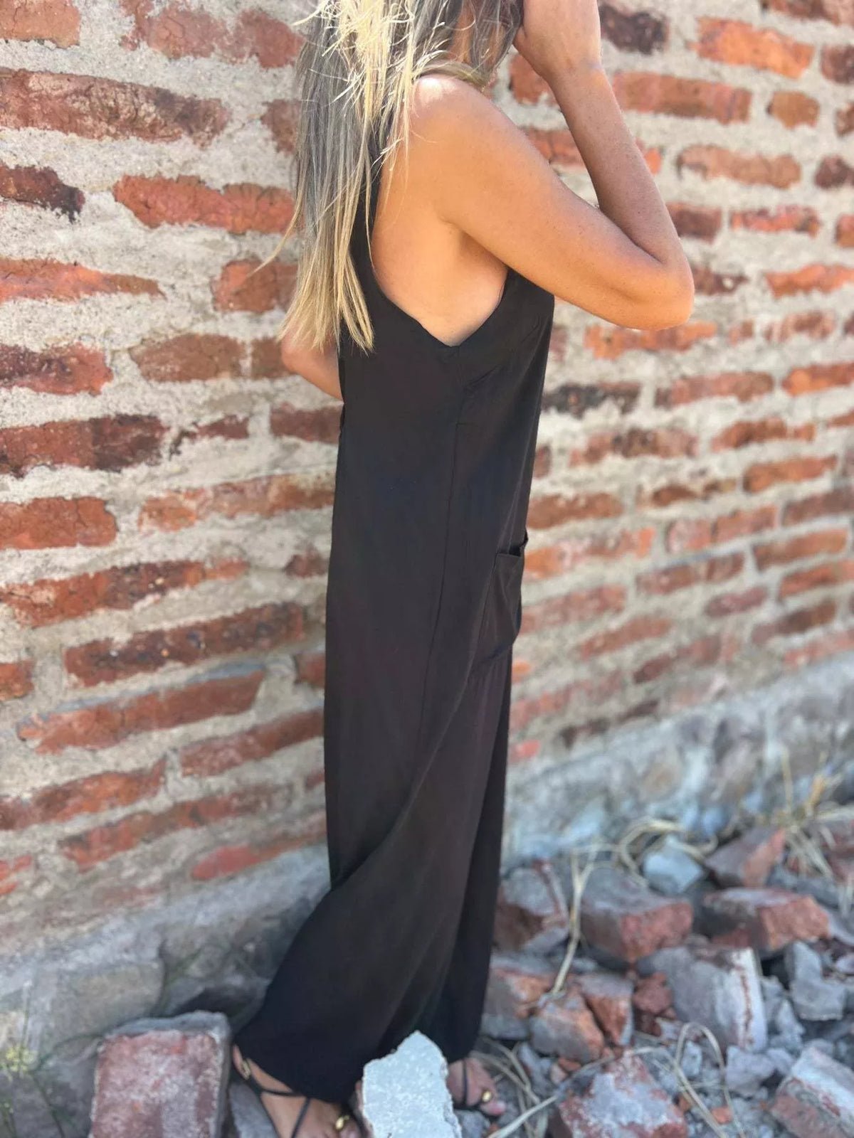 Full Size Button-Front Wide Leg Jumpsuit Plus Size - Lilixa.store