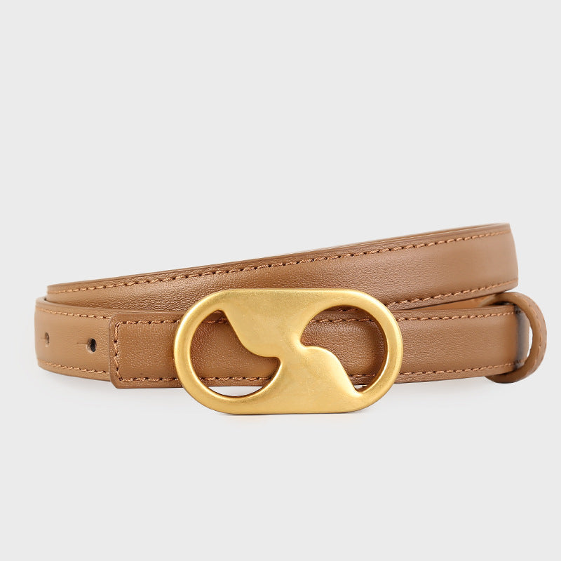 Leather Belt with Golden Buckle - Lilixa.store