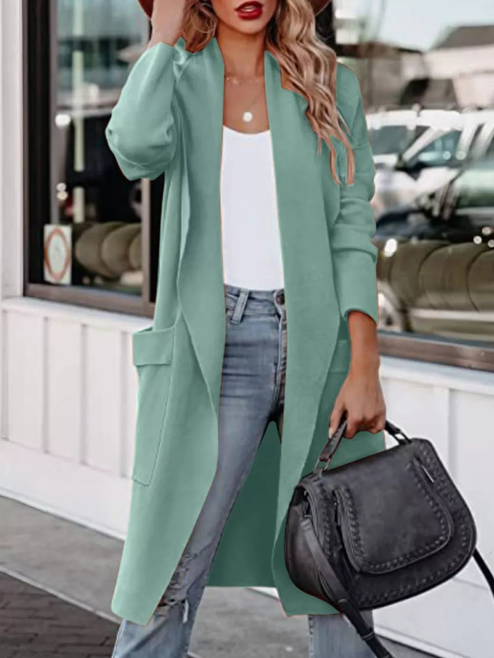 Open Front Dropped Shoulder Outerwear - Lilixa.store